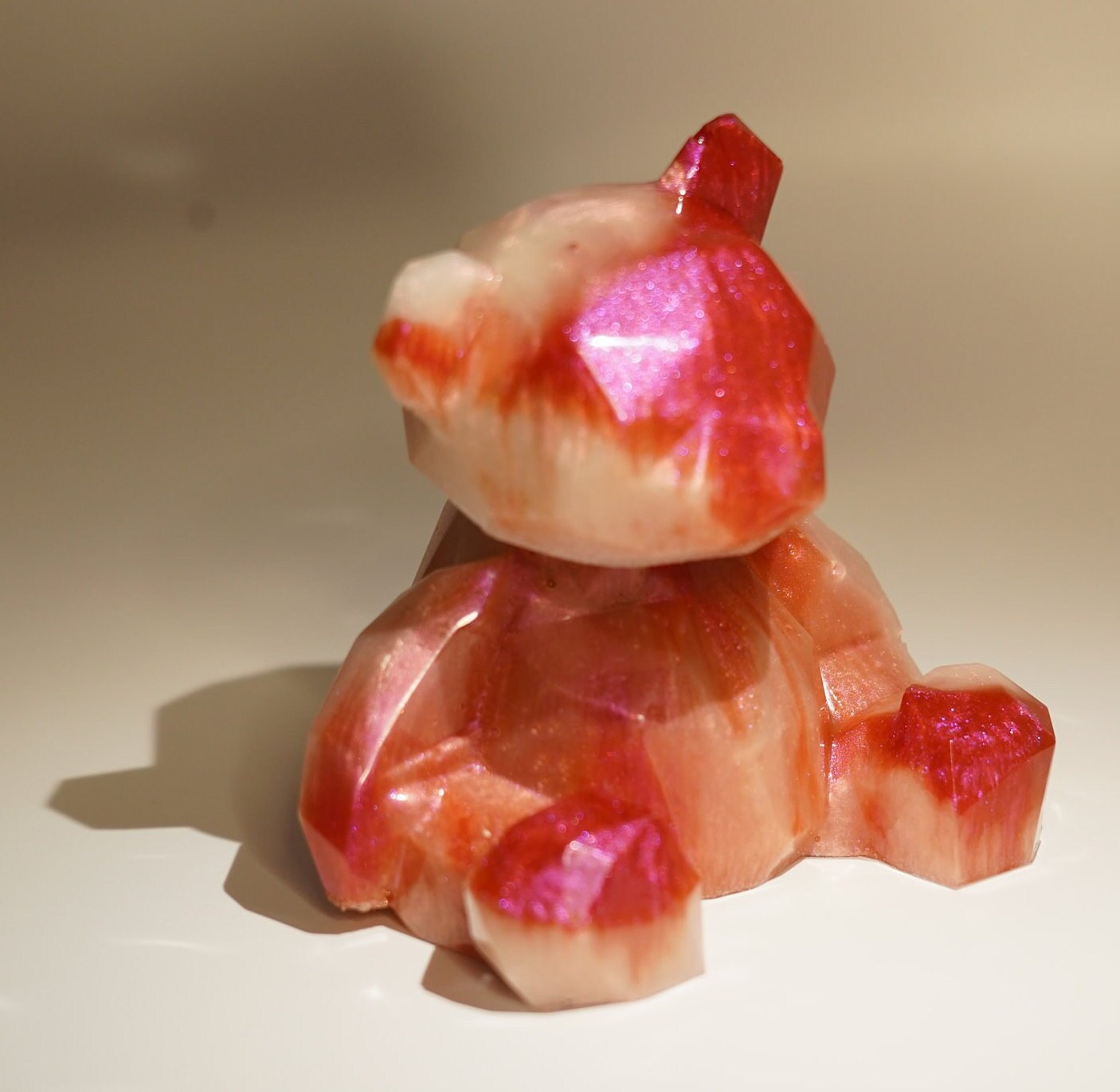 Decorative Geometric Teddy Bear Hot Pink Red White Duochrome Pigment Cute Gift