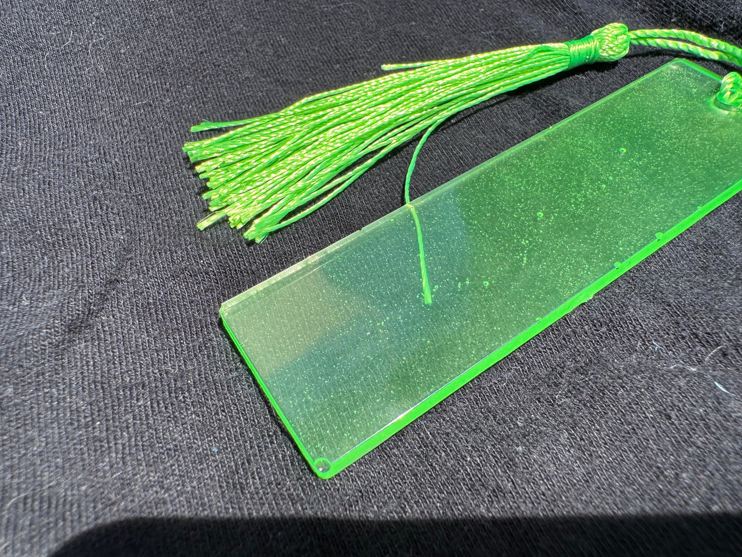 1.2 x 3.8 Fluorescent UV Lime Green Bookmark with Lime Green Tassel