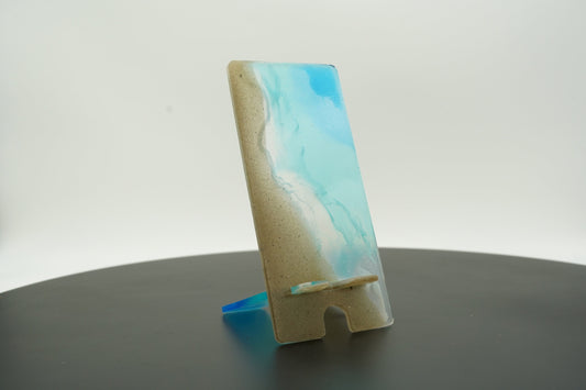 Ocean Waves with REAL SAND Tabletop Phone Stand Epoxy Resin