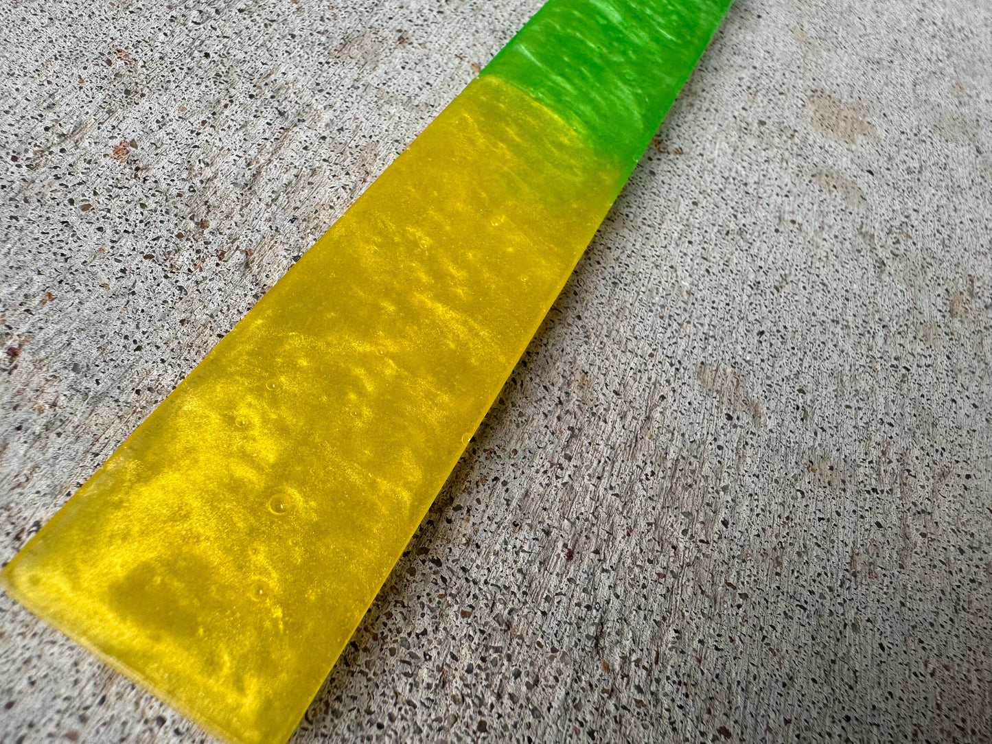 1.2 x 7.7 Bookmark Metallic Blue Green and Yellow with Lime Green Tassel