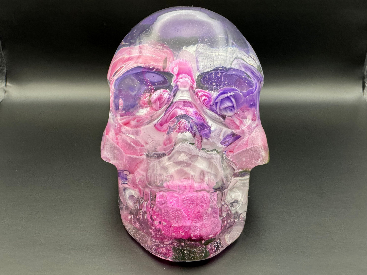 Custom Personalized Large Epoxy Resin Skull Preserved Flower Keepsake