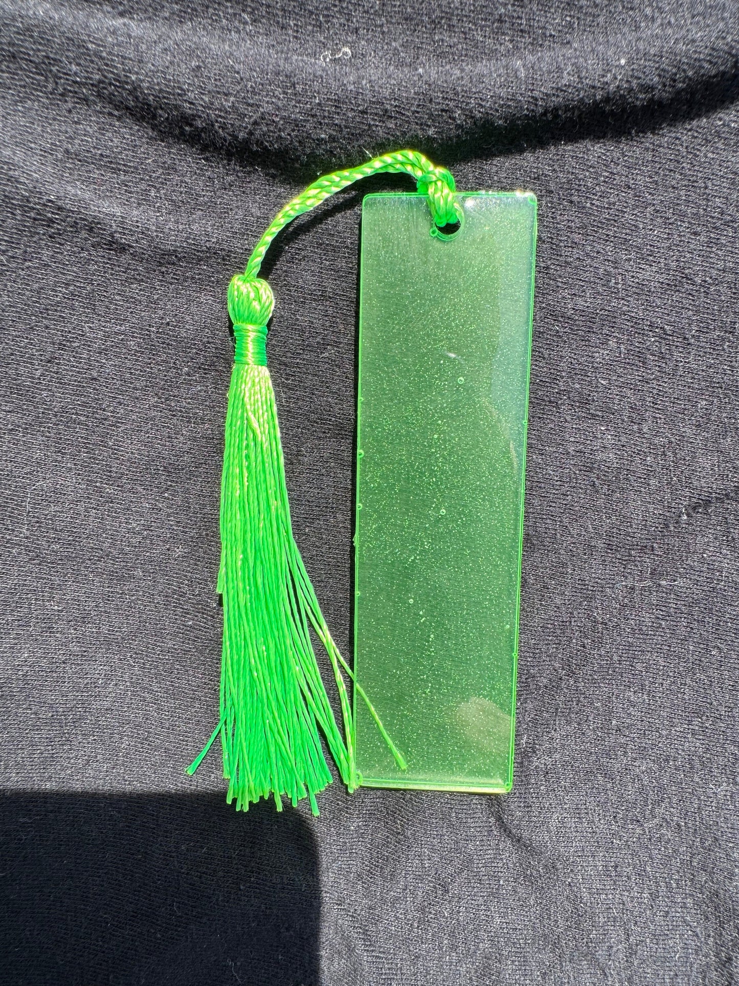 1.2 x 3.8 Fluorescent UV Lime Green Bookmark with Lime Green Tassel