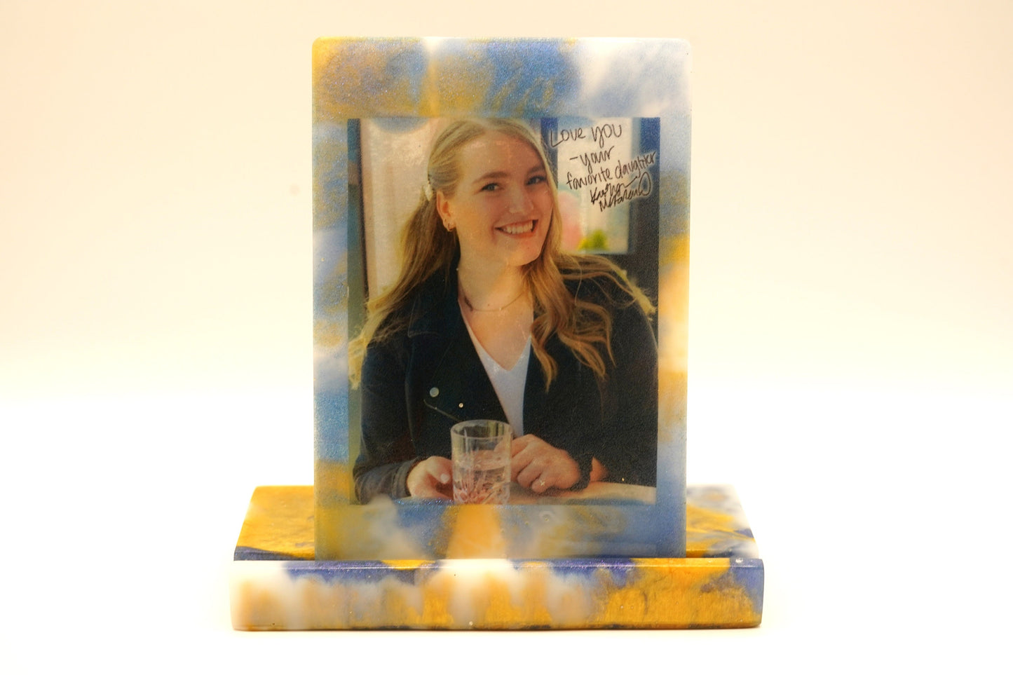 Personalized Rectangle Shaped Picture Frame Epoxy Resin CUSTOM handmade Marble Pattern