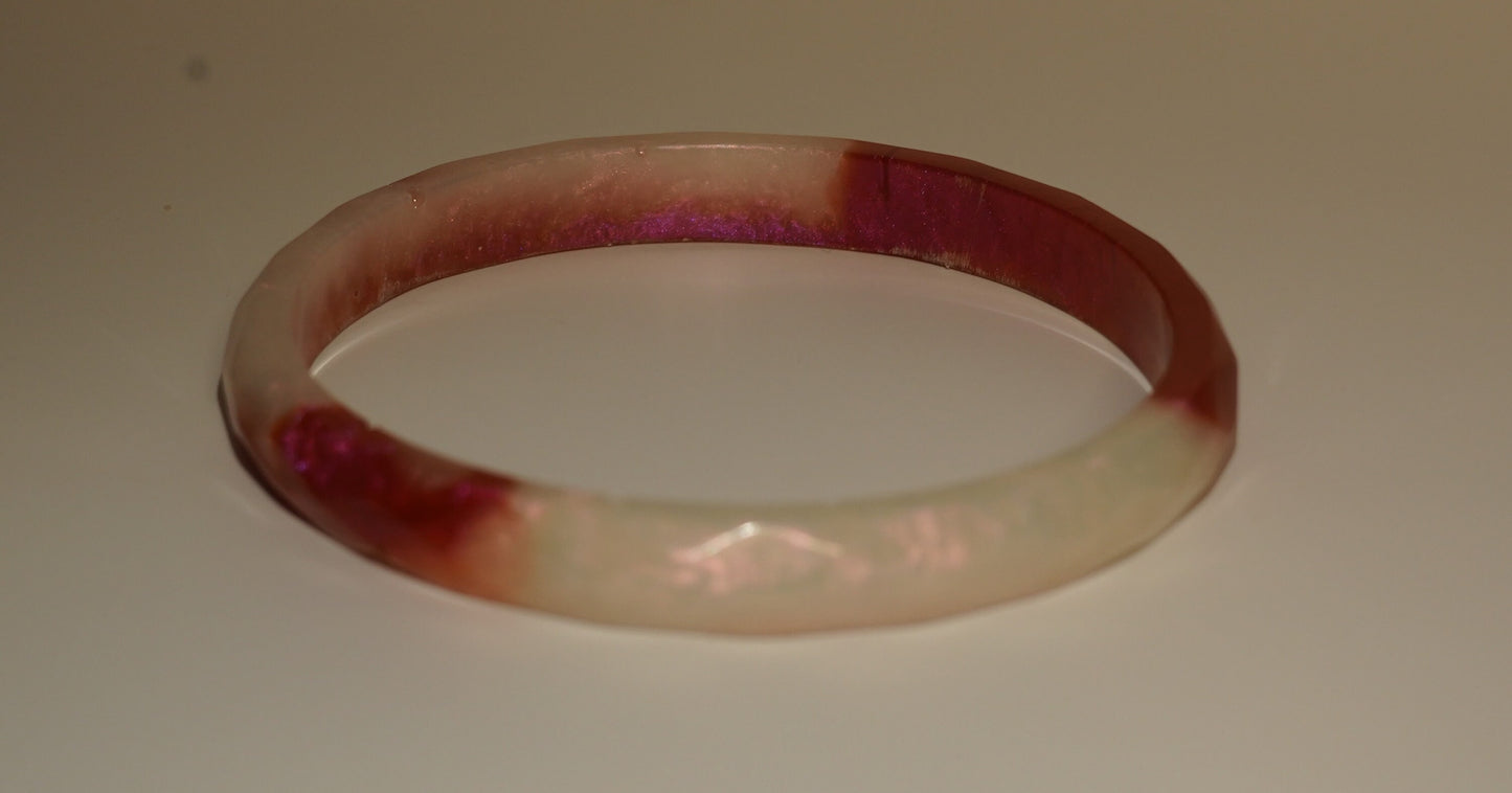 Pink Red and White Small Bracelet Epoxy Resin Chameleon Pigment Duochrome Cute Gift