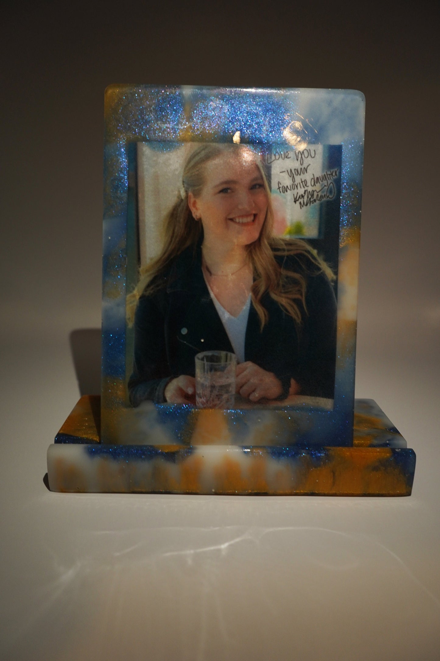 Personalized Rectangle Shaped Picture Frame Epoxy Resin CUSTOM handmade Marble Pattern