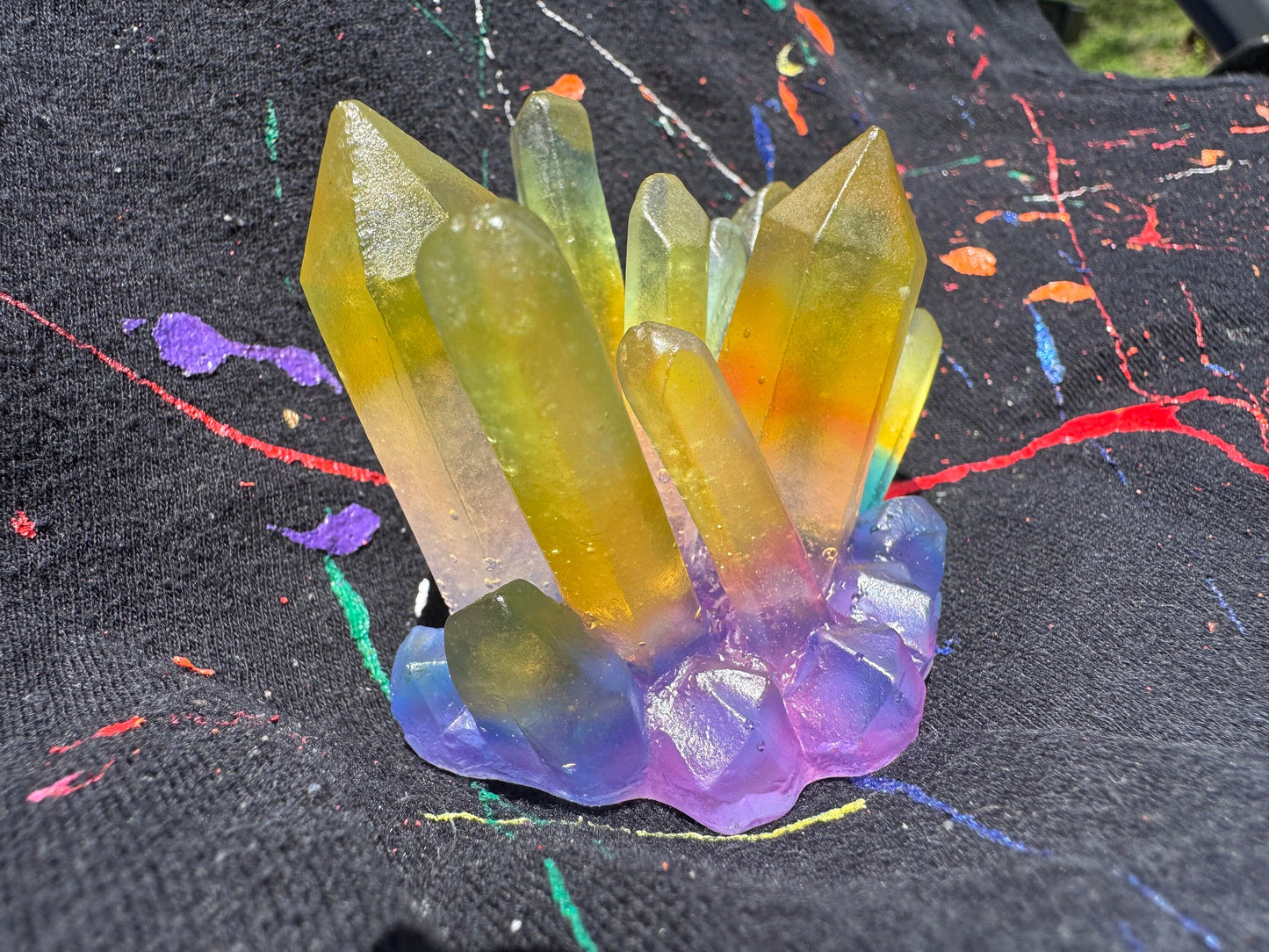 Translucent Rainbow Pride Crystal Cluster Epoxy Resin