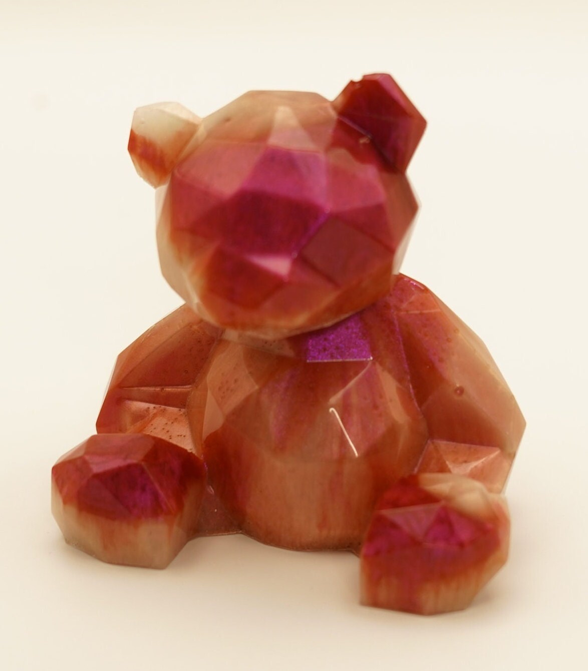 Decorative Geometric Teddy Bear Hot Pink Red White Duochrome Pigment Cute Gift