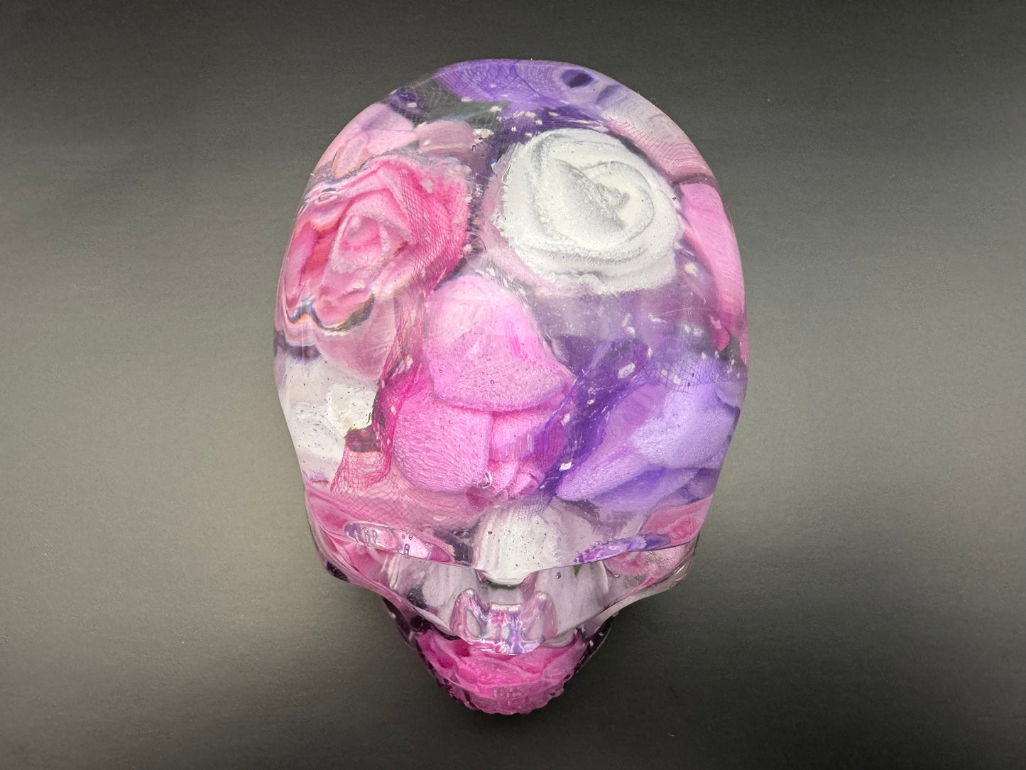 Custom Personalized Large Epoxy Resin Skull Preserved Flower Keepsake