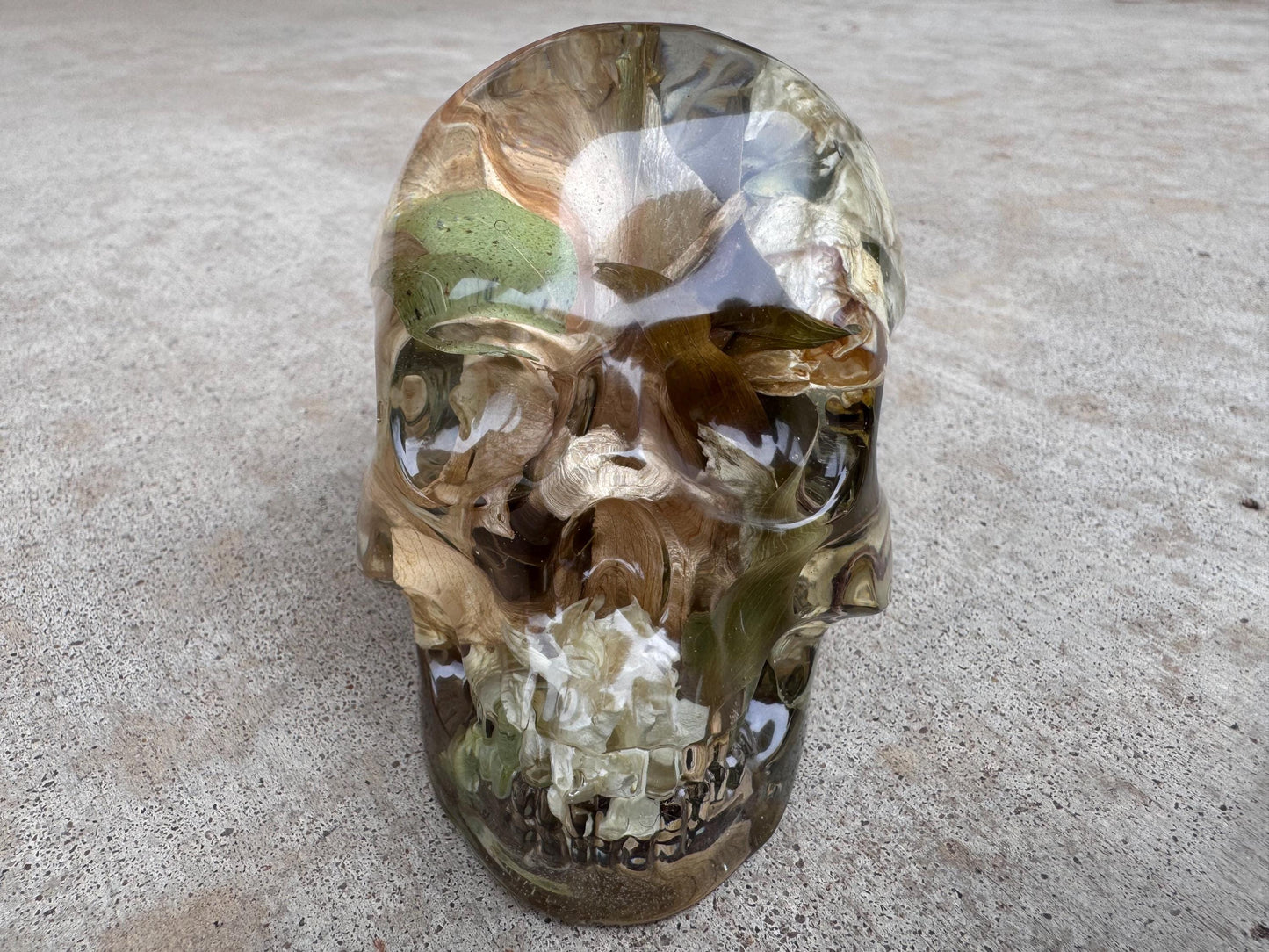 Custom Personalized Large Epoxy Resin Skull Preserved Flower Keepsake