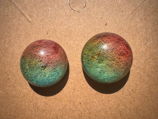 Small Rainbow Pride Petri Style Half Sphere Stud Epoxy Resin Earrings with Gold Studs