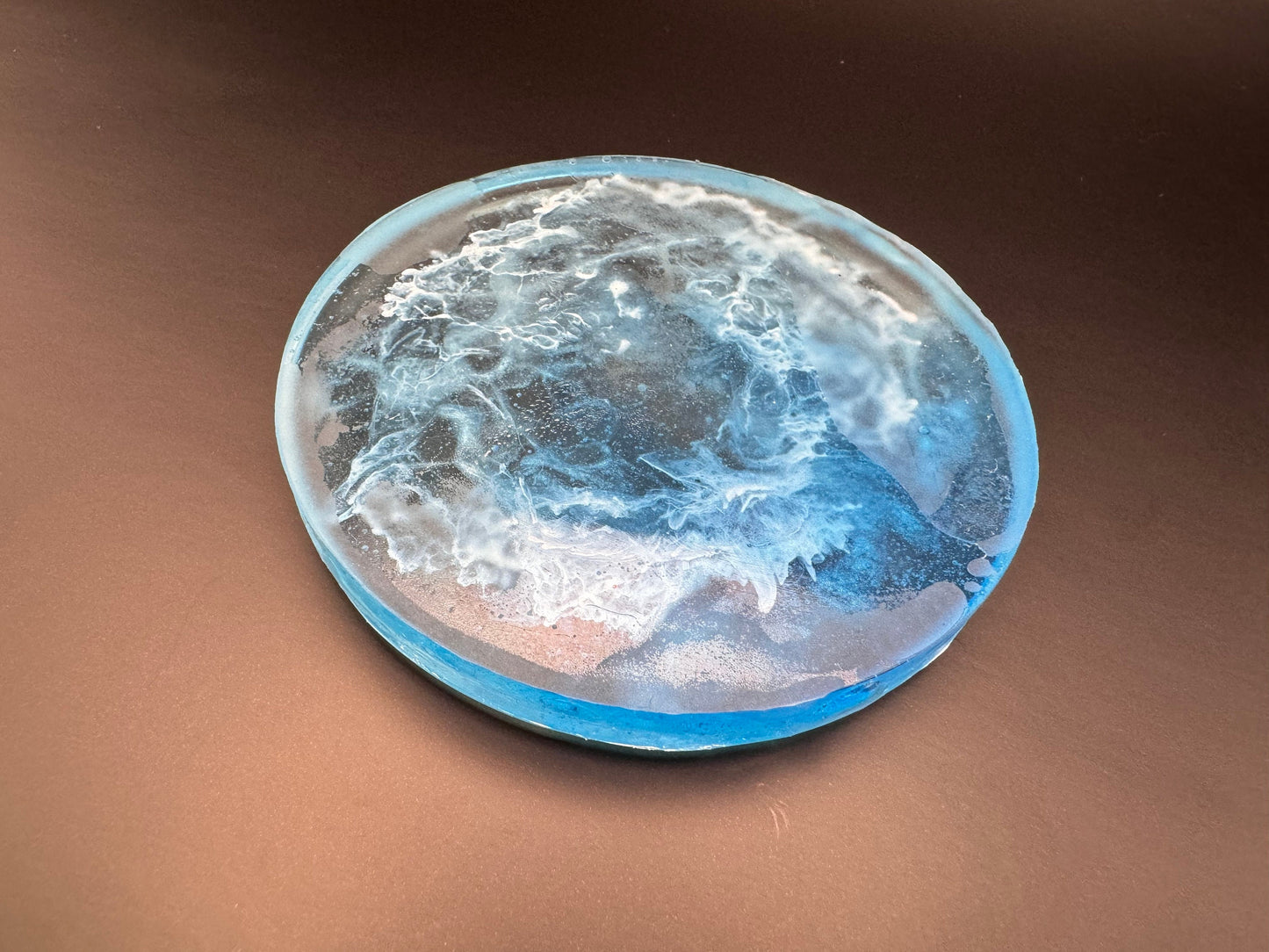 Coaster Epoxy Resin Ocean Beach Waves Singular