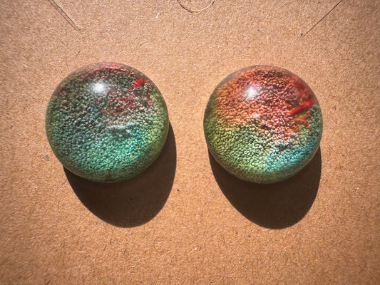 Small Rainbow Pride Petri Style Half Sphere Stud Epoxy Resin Earrings with Gold Studs