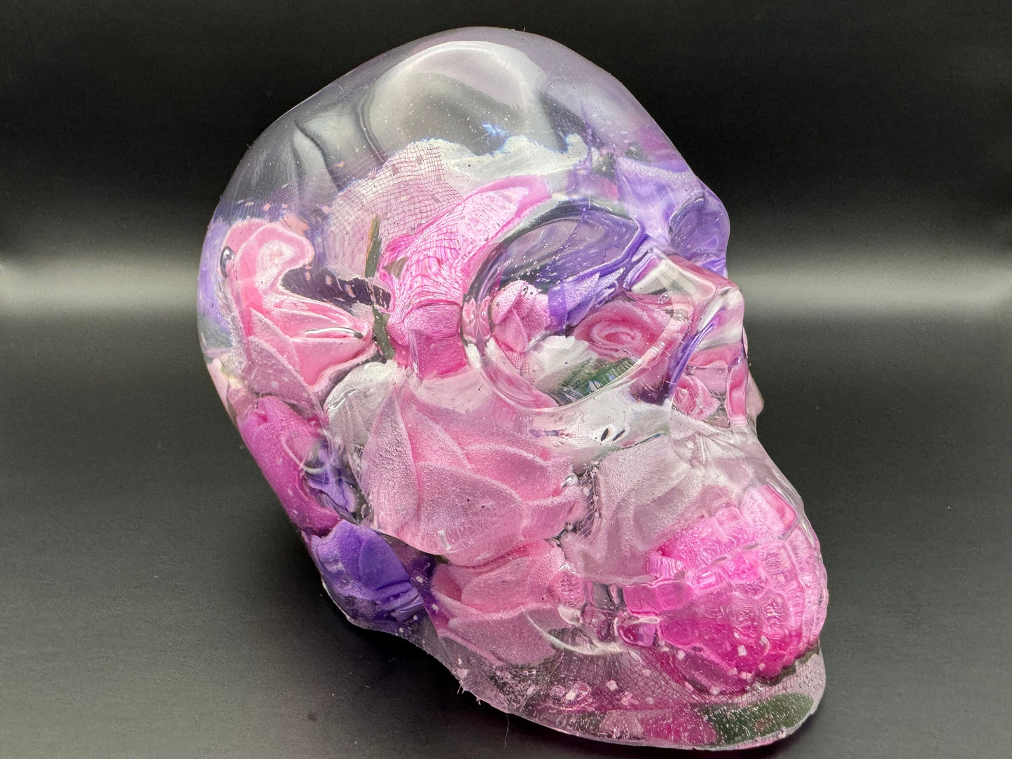 Custom Personalized Large Epoxy Resin Skull Preserved Flower Keepsake