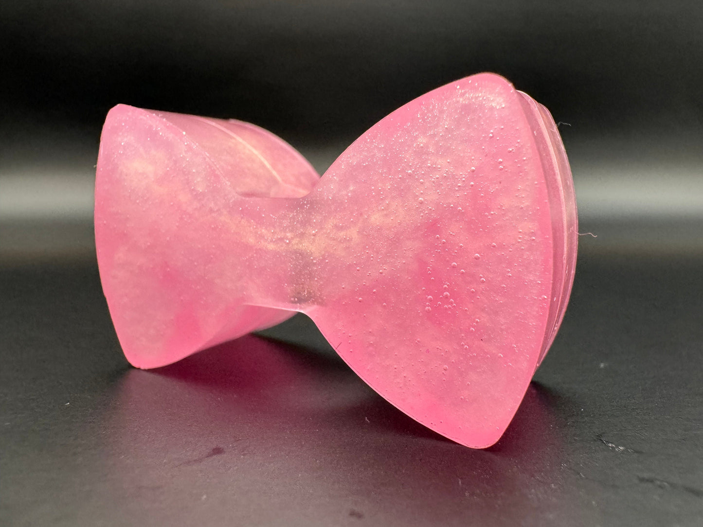 Pink Bow Straw Topper with Duochrome Shimmering White Pink Epoxy Resin