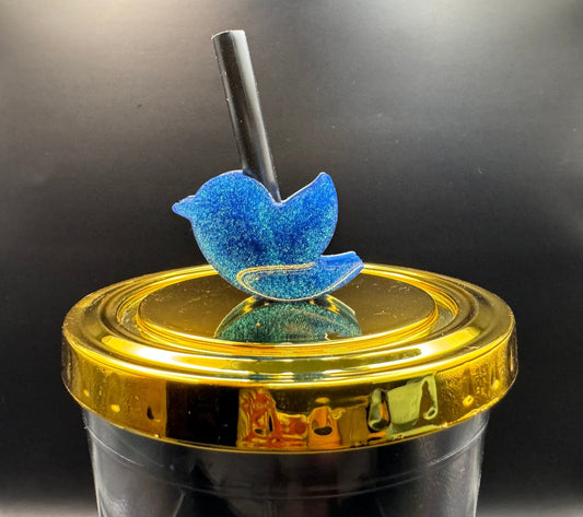 Blue Green Chameleon Flakes Bird Straw Topper Chameleon Flake Epoxy Resin