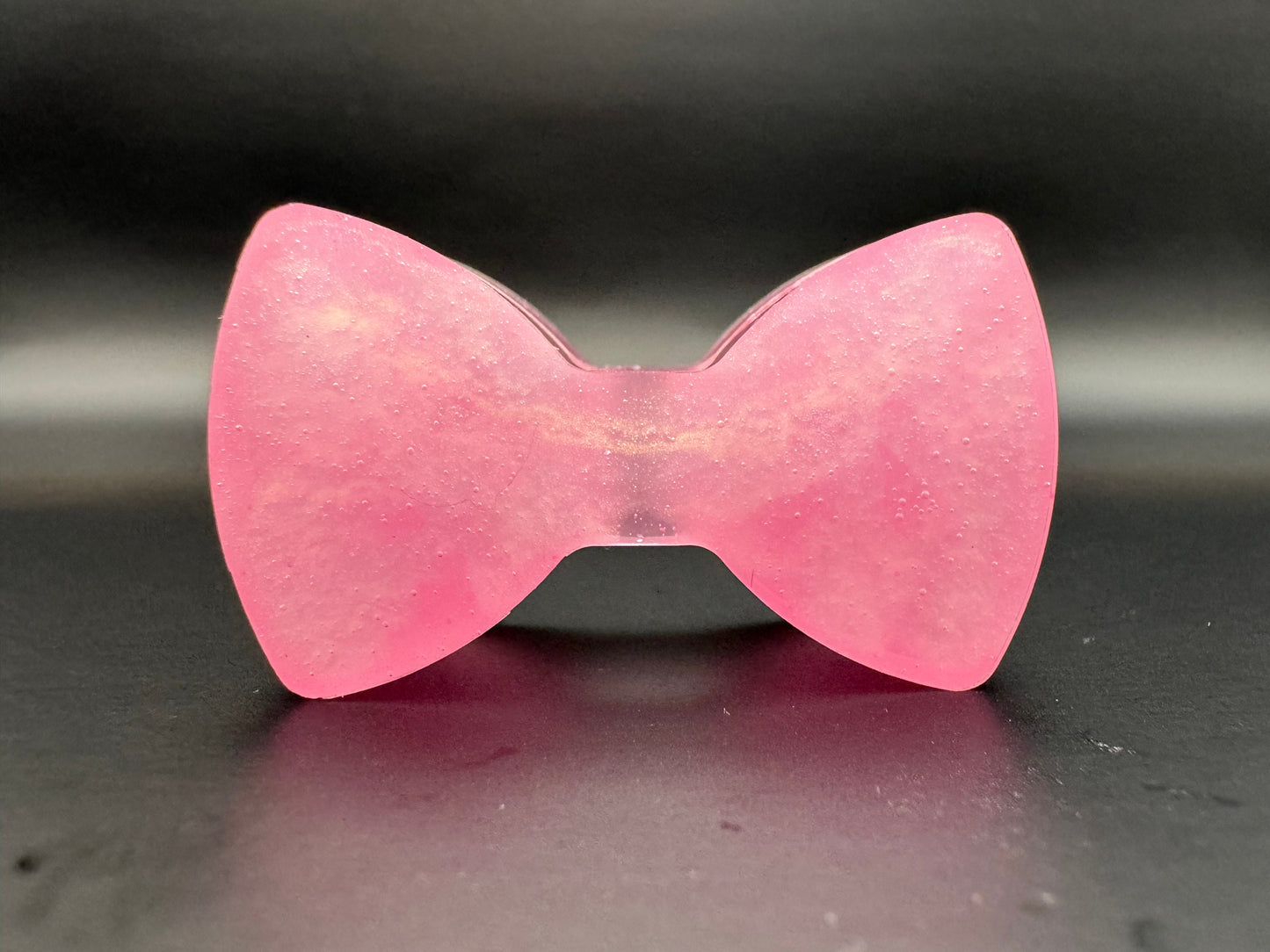 Pink Bow Straw Topper with Duochrome Shimmering White Pink Epoxy Resin