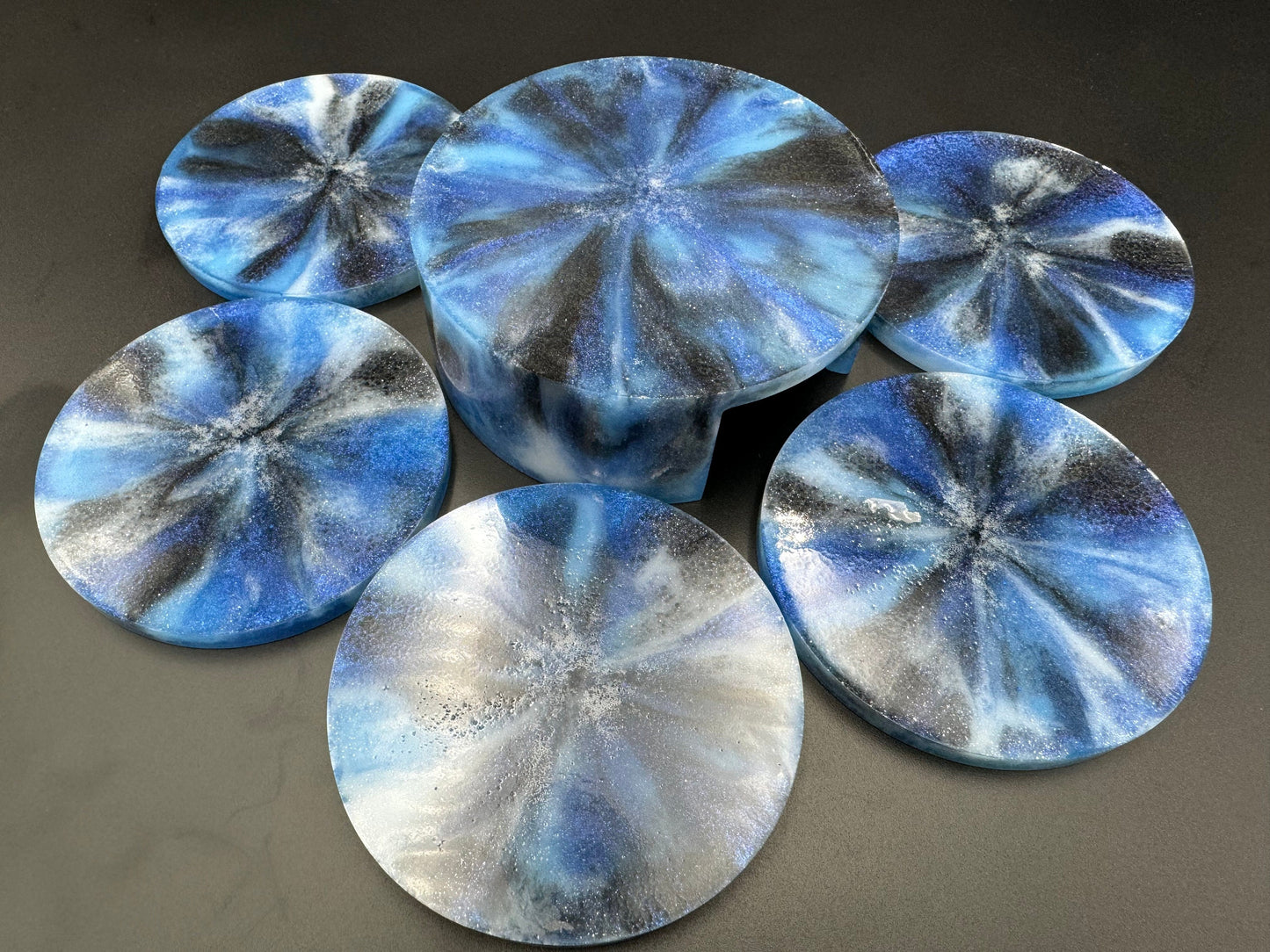 Round Wizarding Reaper Spell Drink Coasters Handmade Glow-in-the-Dark Epoxy Resin {READ DESCRIPTION!}