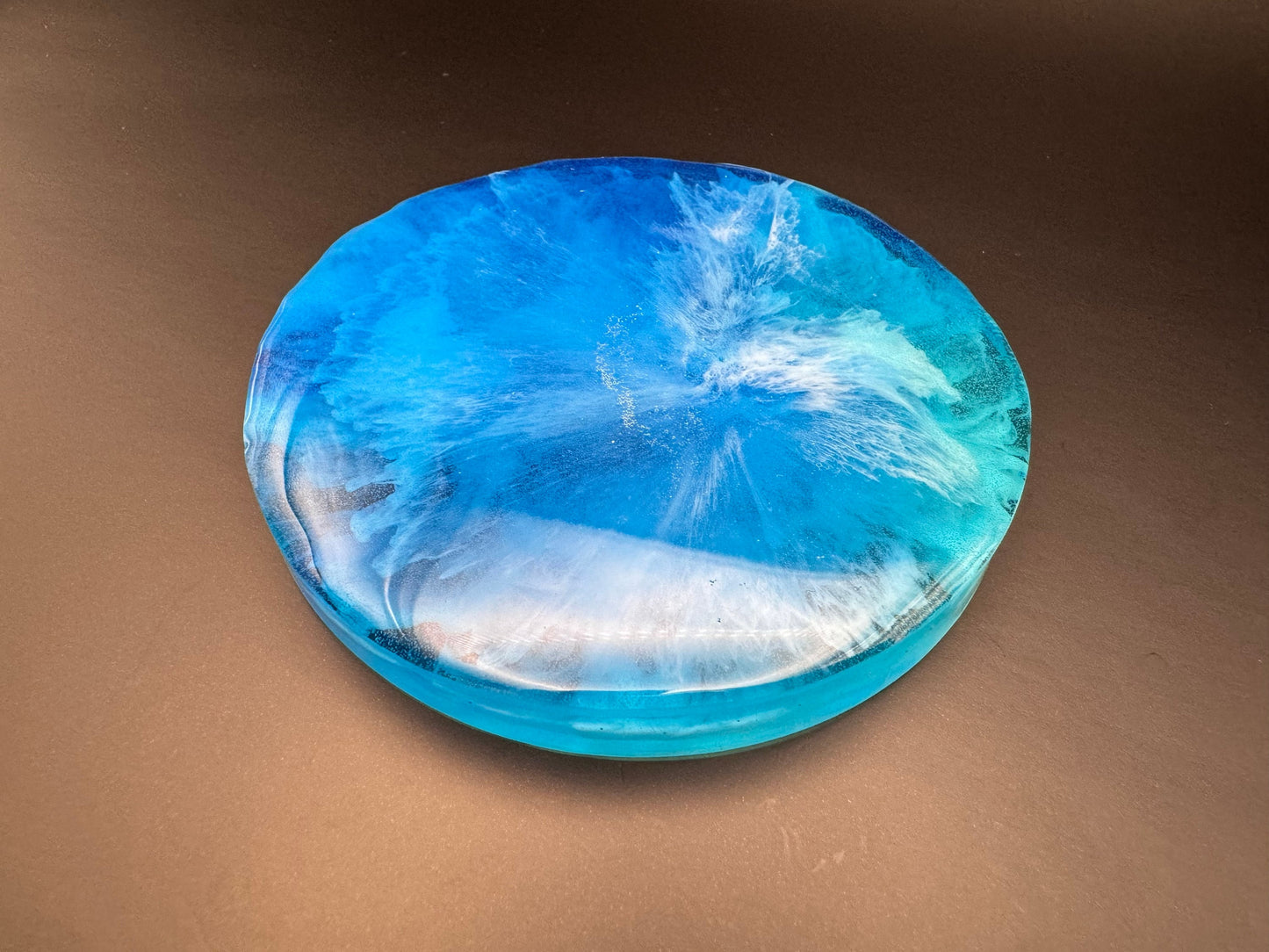 Coaster Epoxy Resin Ocean Beach Waves Singular