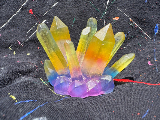 Translucent Rainbow Pride Crystal Cluster Epoxy Resin