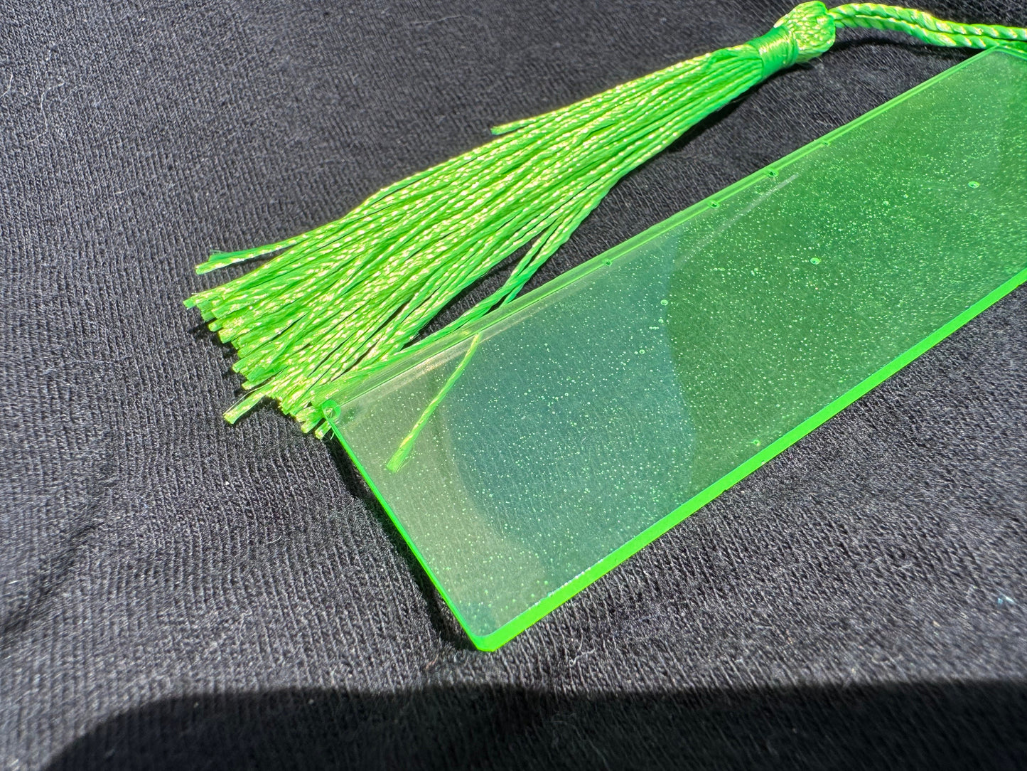 1.2 x 3.8 Fluorescent UV Lime Green Bookmark with Lime Green Tassel