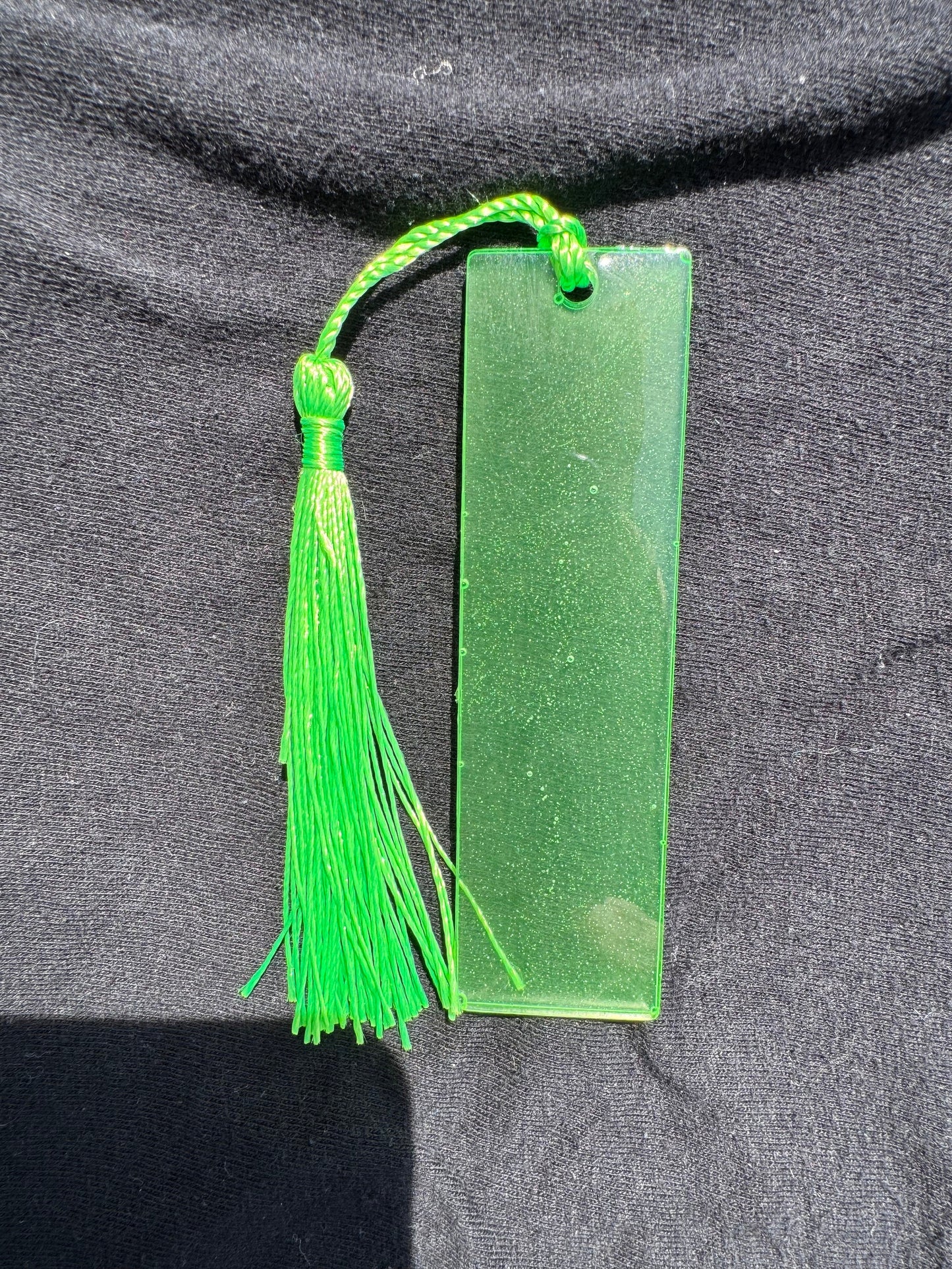 1.2 x 3.8 Fluorescent UV Lime Green Bookmark with Lime Green Tassel