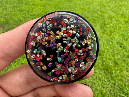 Rainbow Broken Glass Circle Epoxy Resin Pop Socket