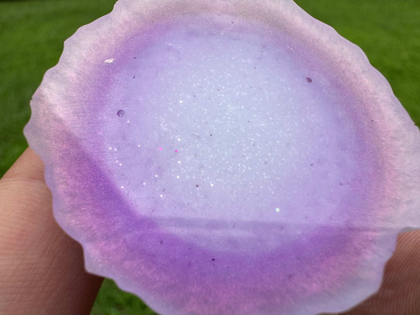 Shimmering Purple Pink White with White Glitter Geode Epoxy Resin Pop Socket