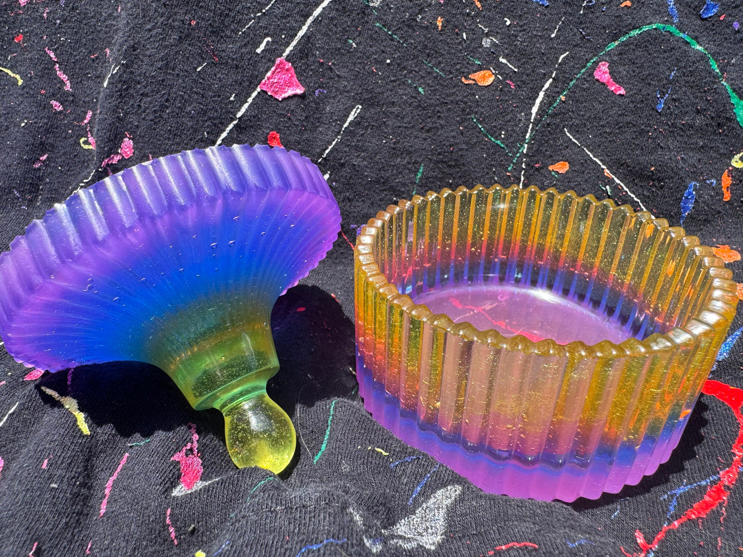 Translucent Rainbow Epoxy Resin Storage Cup with Lid