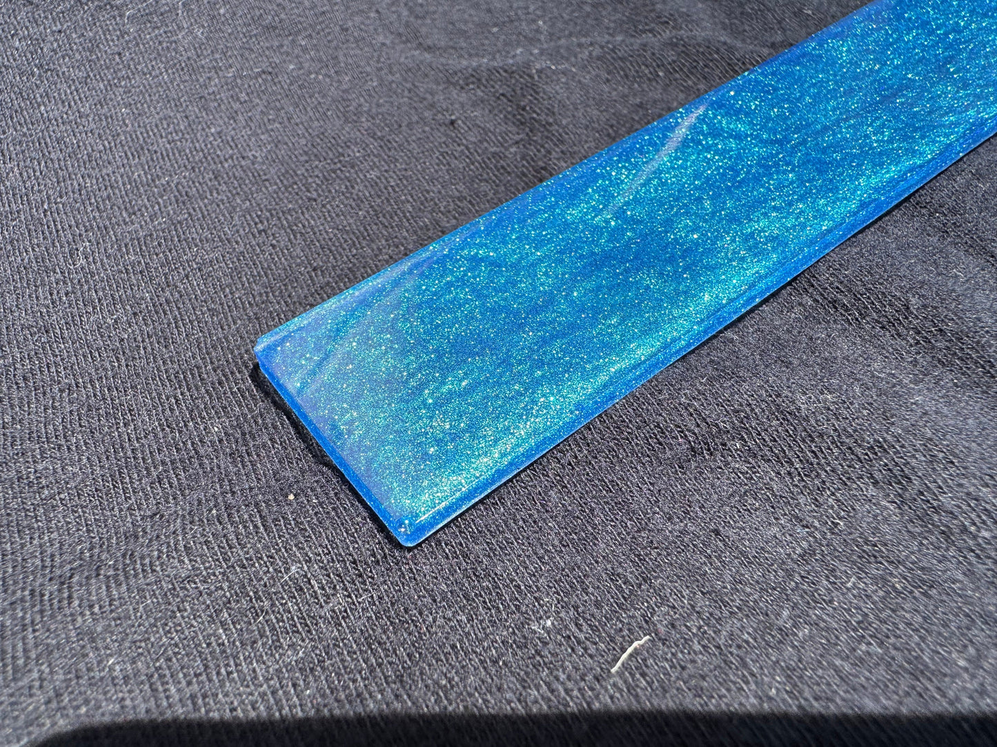 1.2 x 5.8 Color Shifting Blue to Teal Shimmering Chameleon Pigment Bookmark with Teal Tassel