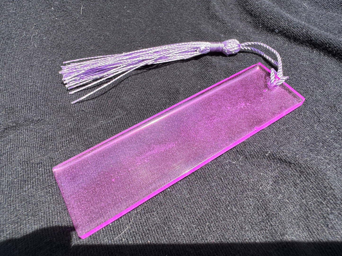 1.2 x 3.8 Fluorescent UV Purple Bookmark with Lavender Tassel