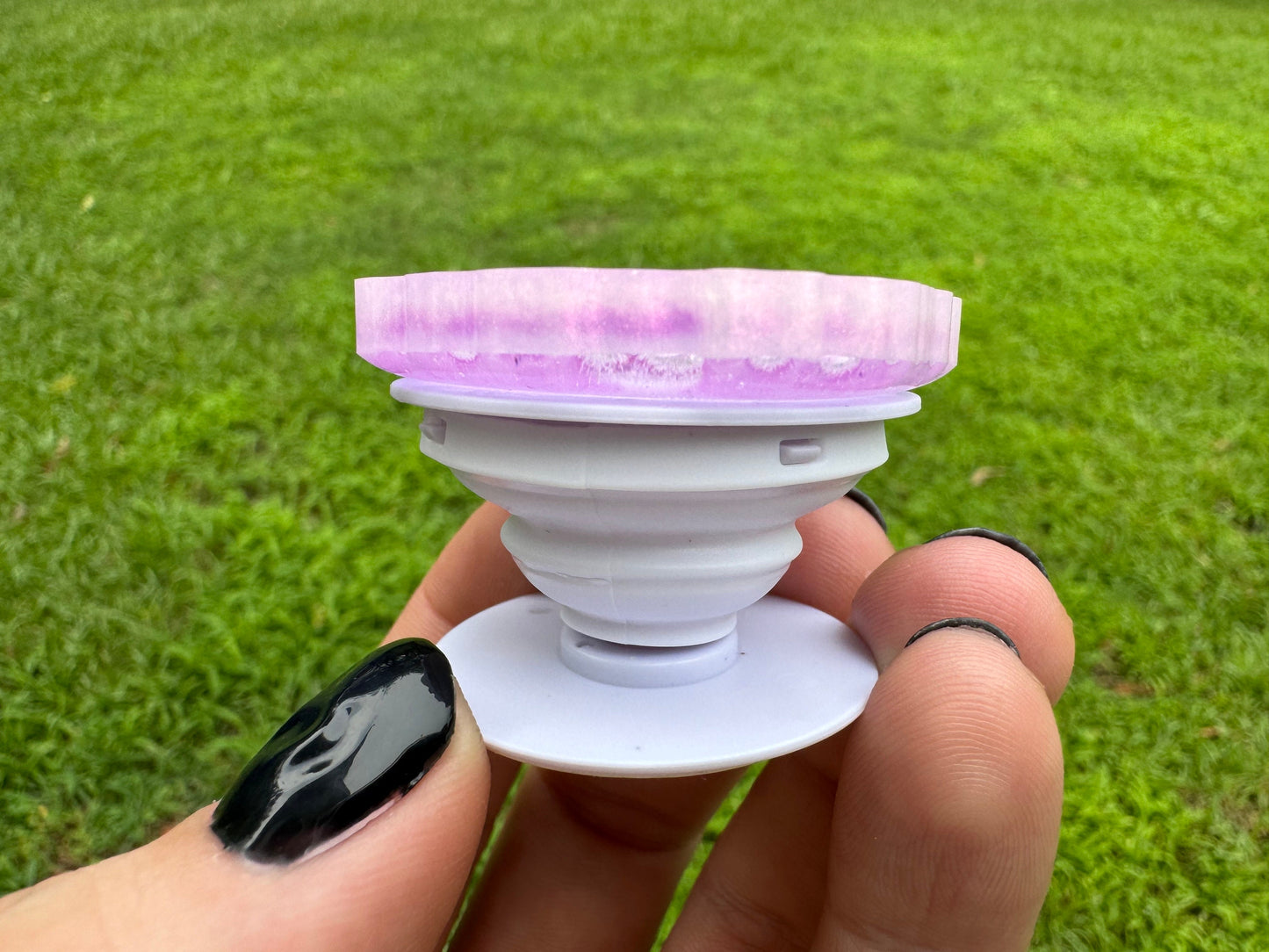 Shimmering Purple Pink White with White Glitter Geode Epoxy Resin Pop Socket