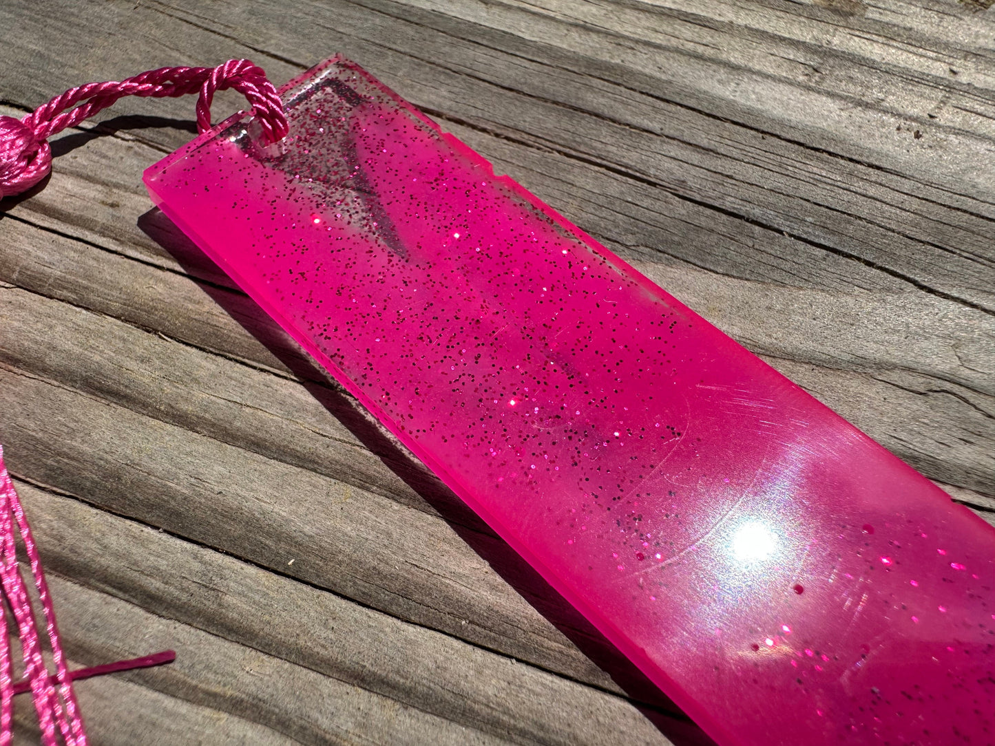 1.2 x 3.8 Hot Pink Flexible Bookmark with Hot Pink Tassel