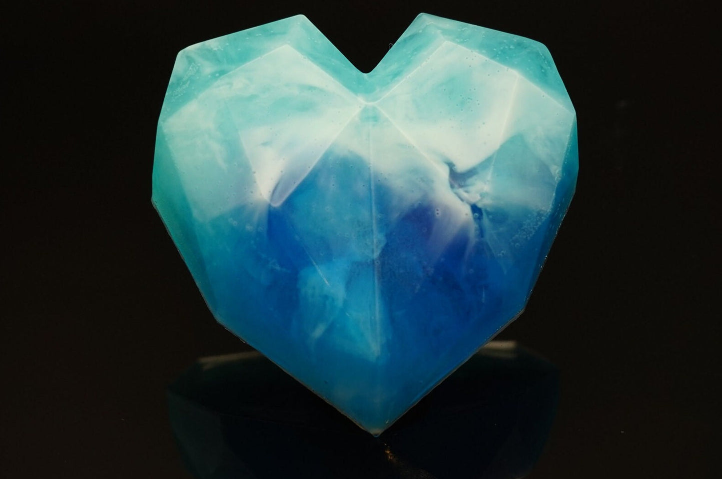 Decorative Ocean Sapphire Teal White Waves Geometric Heart Small Epoxy Resin Cute Gift