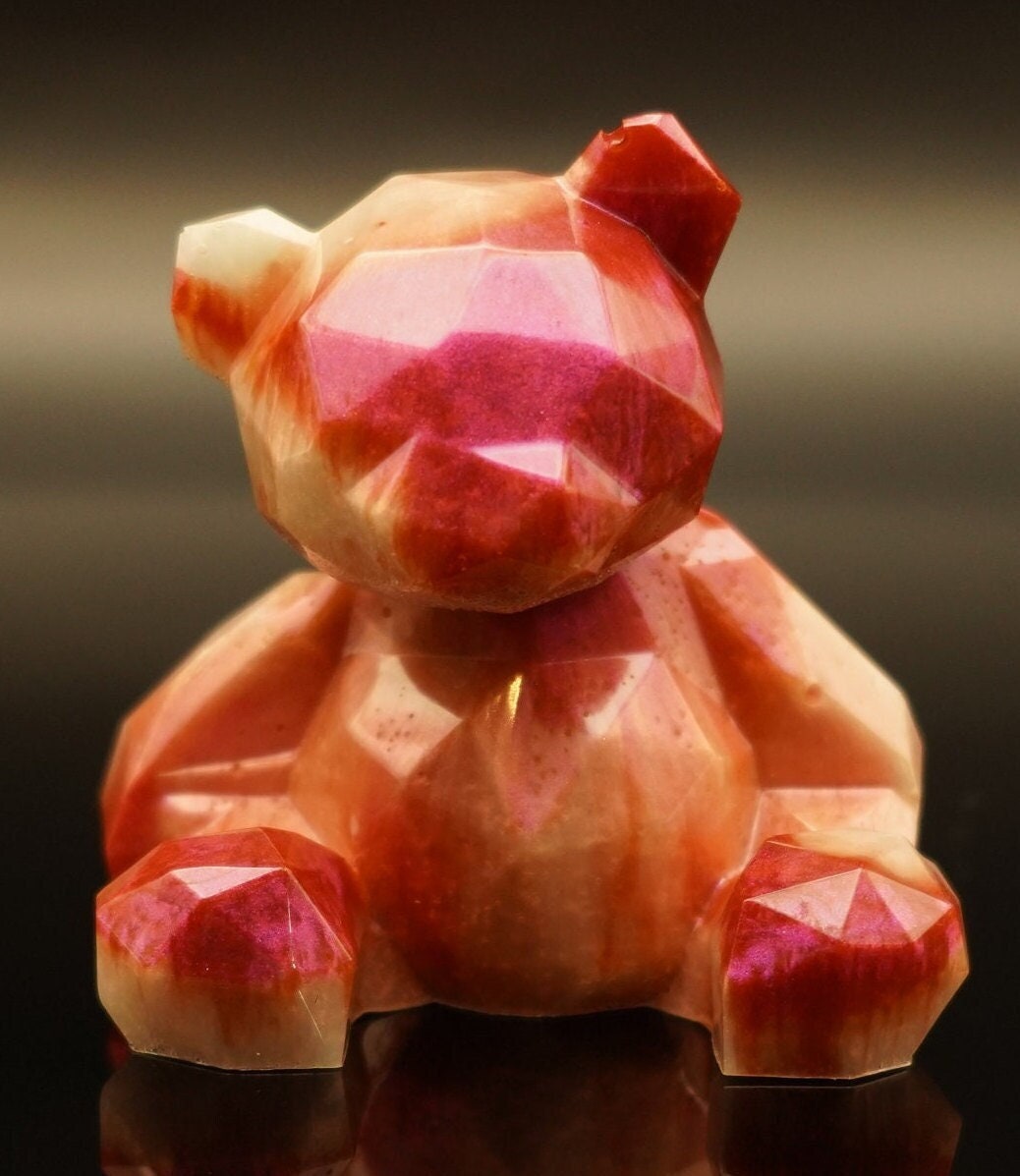 Decorative Geometric Teddy Bear Hot Pink Red White Duochrome Pigment Cute Gift