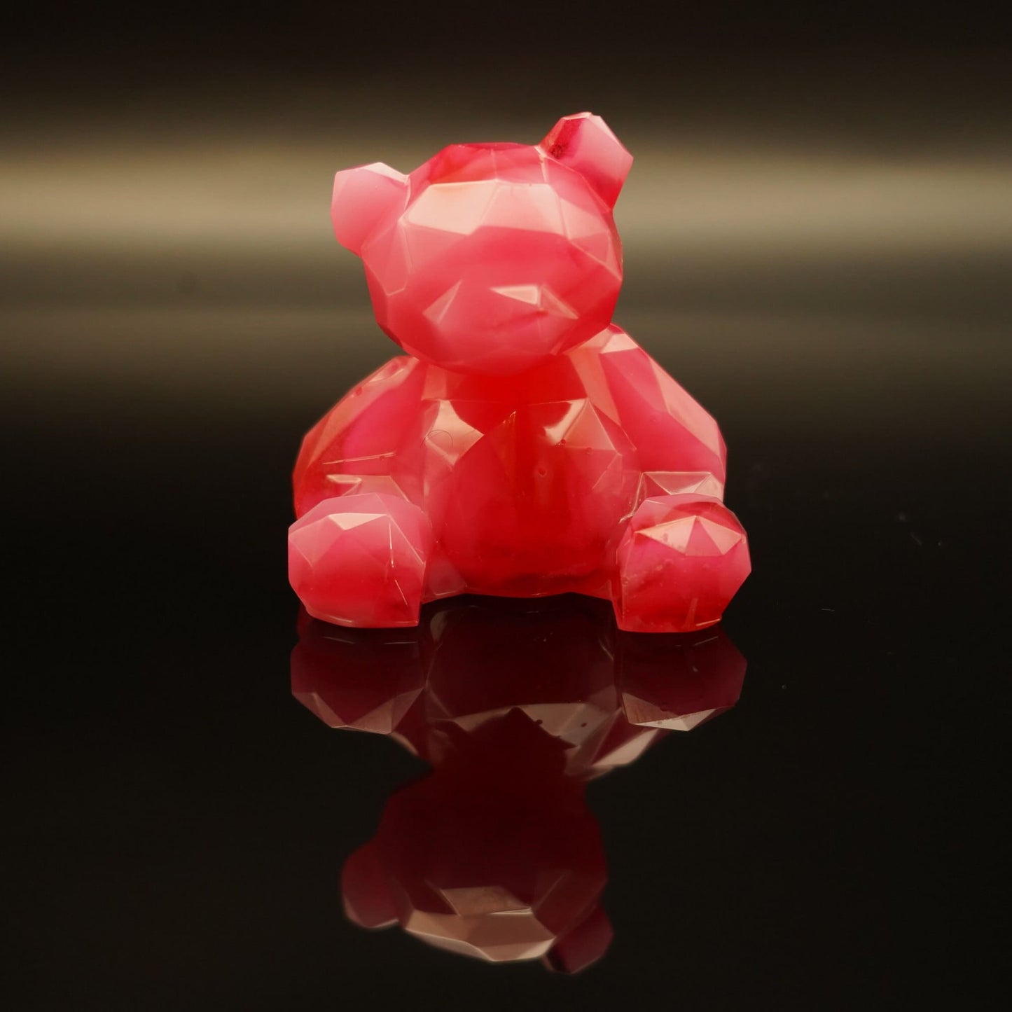 Decorative Geometric Teddy Bear Epoxy Resin Pink and Red Cute Gift