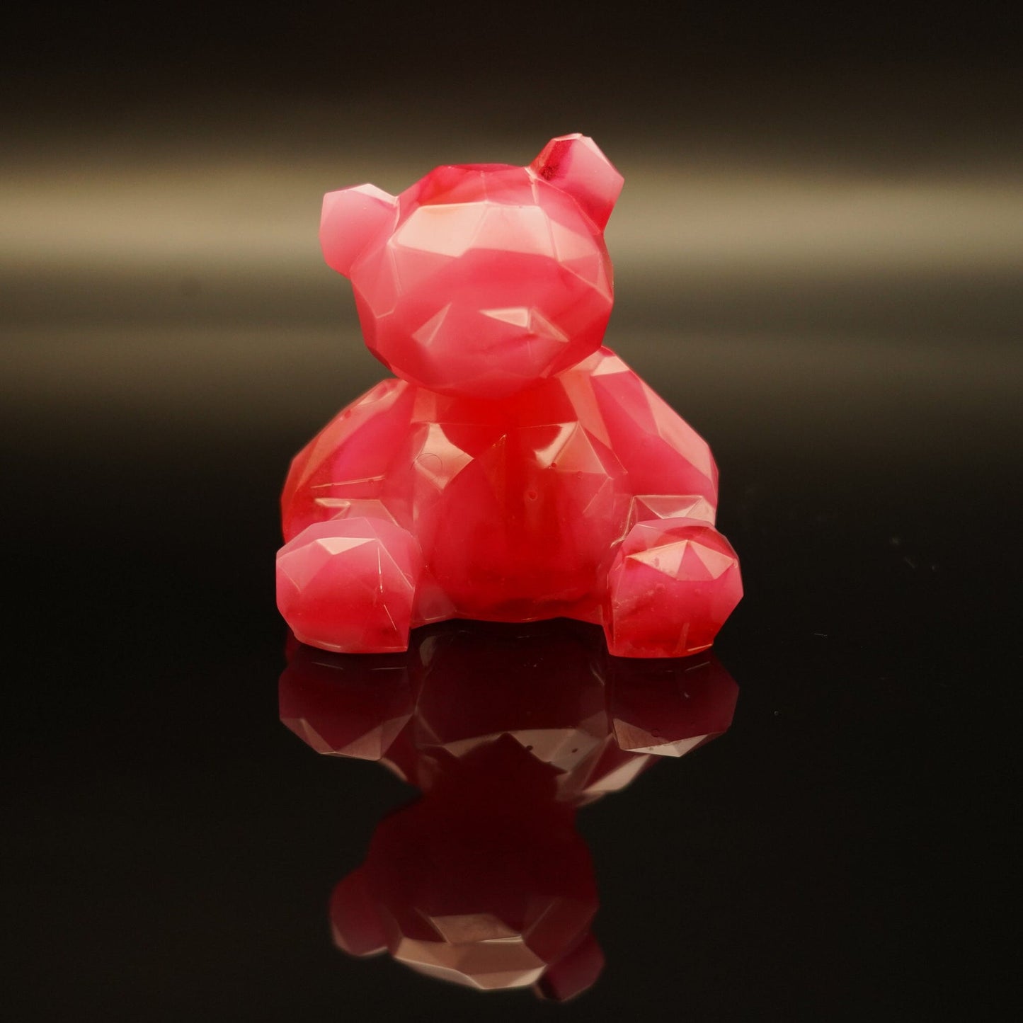 Decorative Geometric Teddy Bear Epoxy Resin Pink and Red Cute Gift