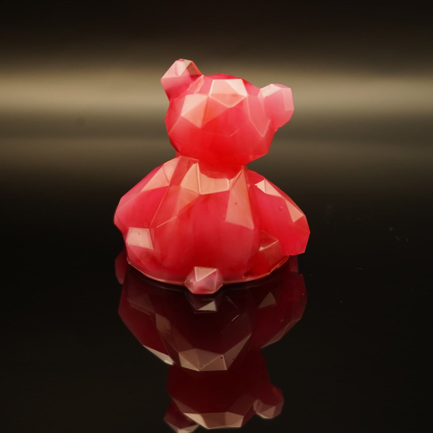 Decorative Geometric Teddy Bear Epoxy Resin Pink and Red Cute Gift