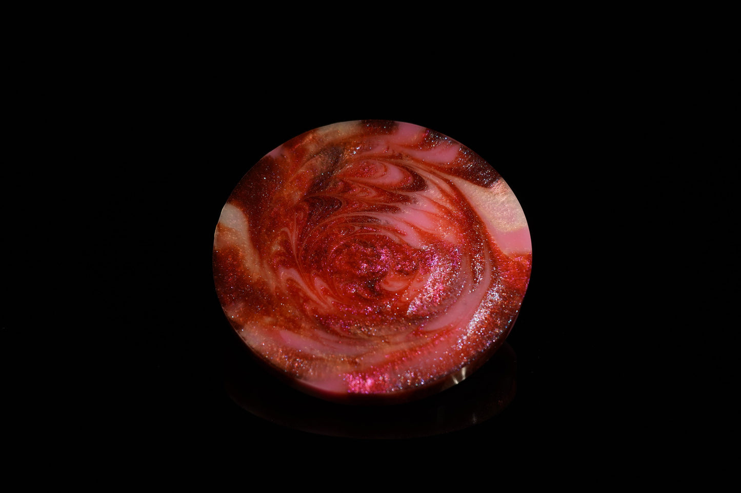 Coaster Epoxy Resin Swirled Marble Red Pink White Multi-chrome Singular