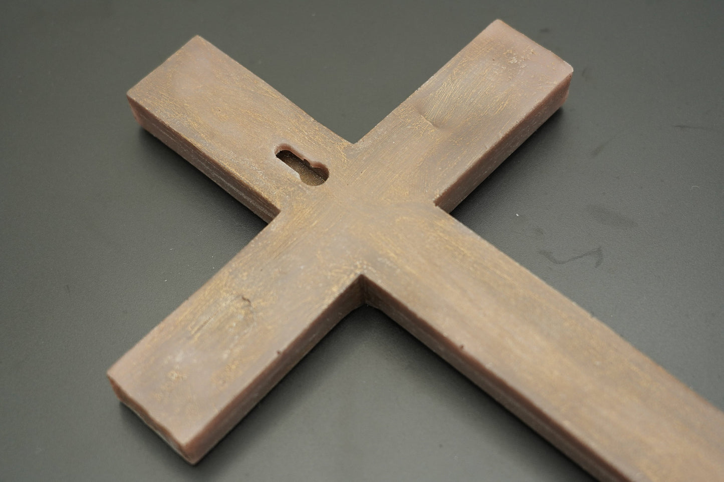 Wooden Textured Wall Hanging Cross Brown Epoxy Resin