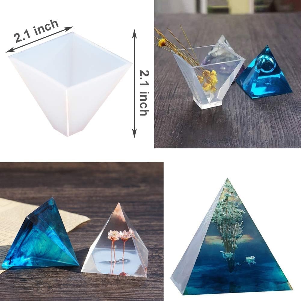 Small Decorative REAL SAND Ocean Beach Pyramid Epoxy Resin Blue Teal